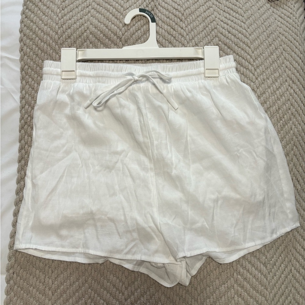 Princess Polly high rise white coverup shorts